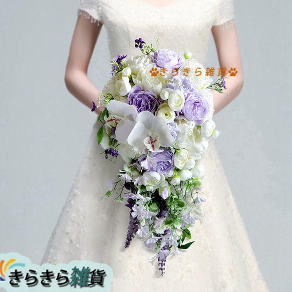胡蝶蘭 ウェディング 花嫁ブーケ 花束 シルク 造花飾り 枯れない花 バラ シルクフラワー ギフト 風 美術館 結婚式 人工観葉植物