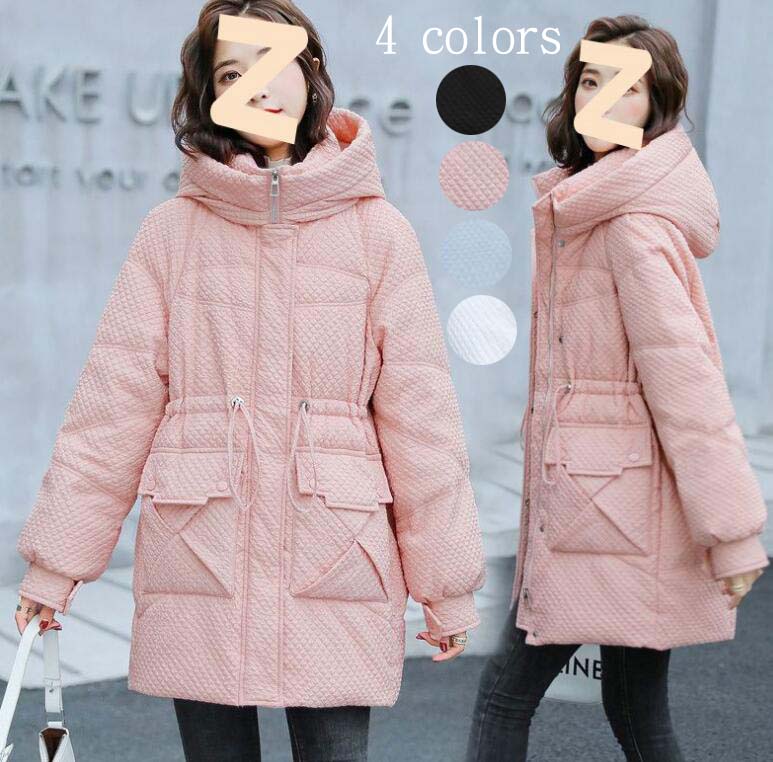 中綿コート ダウンジャケット あったか コート レディース 女性用 ロング丈 ブルゾン ダウンコート 厚手 中綿ジャケット 中長 きれいめ シンプル 冬服 韓国風 フード付き アウター 大人 体型カバ