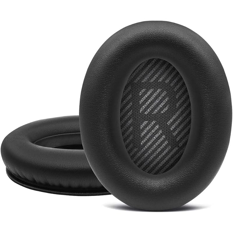 QC35 イヤーパッド交換用 Bose QuietComfort 35 & 35iiに対応 ヘッドフォンに適用 ヘッドホンパッド 遮音 ソフトレザー ヘッドホン 耳パッド メモリーフォーム (ブラック