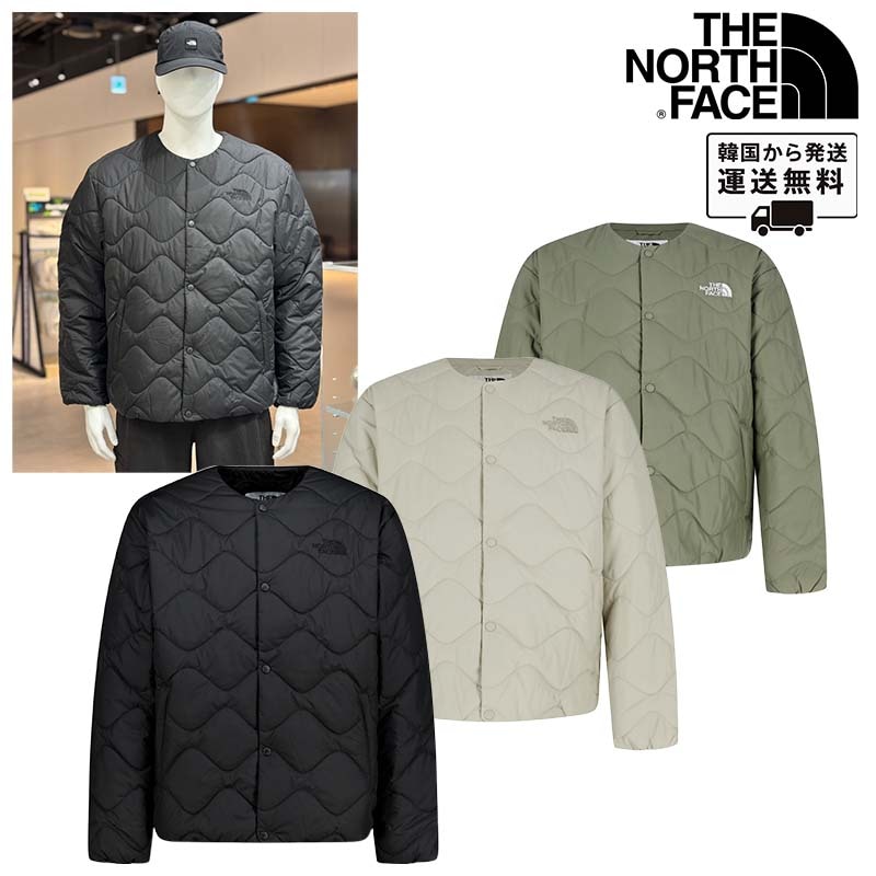 NJ3NR53 FLOW HEAT JACKET 襟なし ノーカラー パディング ジャケット 長袖 カーディガン 温かい ライト ダウン 軽量 軽い 重ね着 レディース メンズ ショート 短め