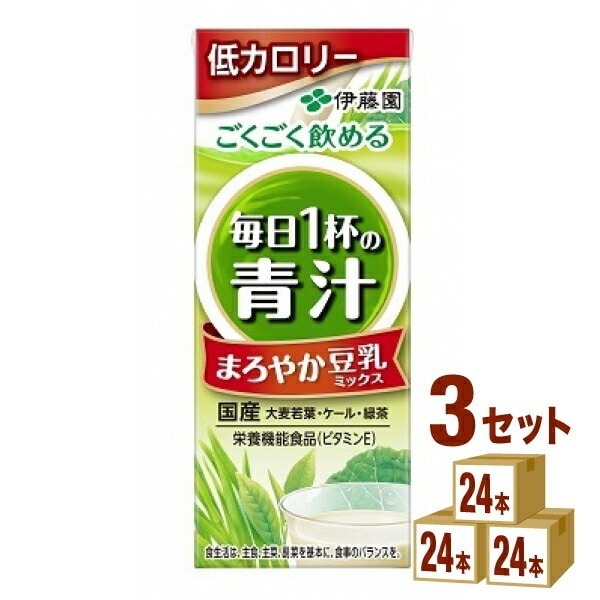伊藤園 ごくごく飲める 毎日1杯の青汁 まろやか豆乳ミックス 紙パック 200ml 3ケース (72本)