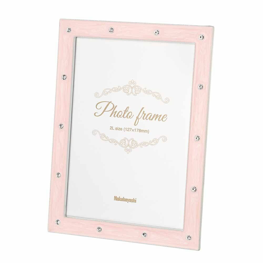 （まとめ買い）合金フレーム フォトフレーム シンプル 2L ピンク F-TA-108-2L-P [x3]