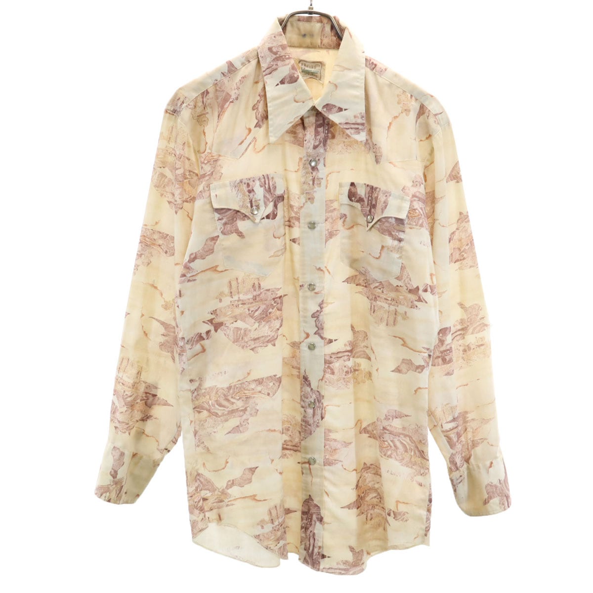 H BAR C エイチバーシー 70s ヴィンテージ 長袖 ウエスタンシャツ ベージュ メンズ 古着