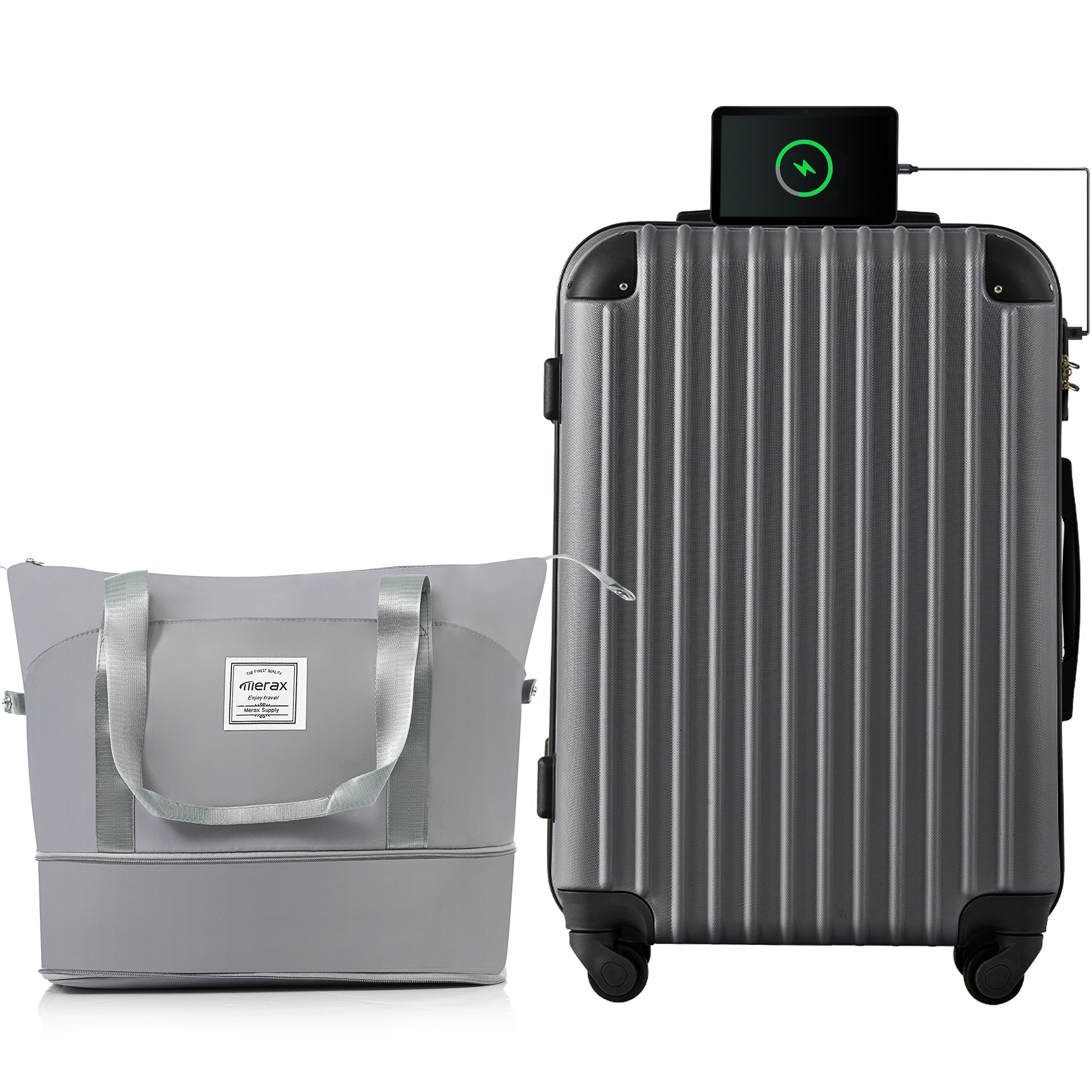 【191】スーツケース Mサイズ USB充電ポート付き ドリンクホルダー付き キャリーバッグ キャリーケース 4日 7日 中型 TSAロック搭載 トートバッグ ハンドバッグ レディース バッグ 手提げ