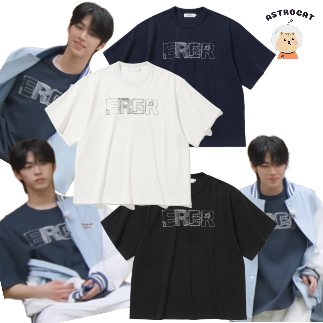 [ERER]【TWS ドフン着用 アイドル着用】Men ER Embroidered Detail Oversized T-Shirt_3Colors