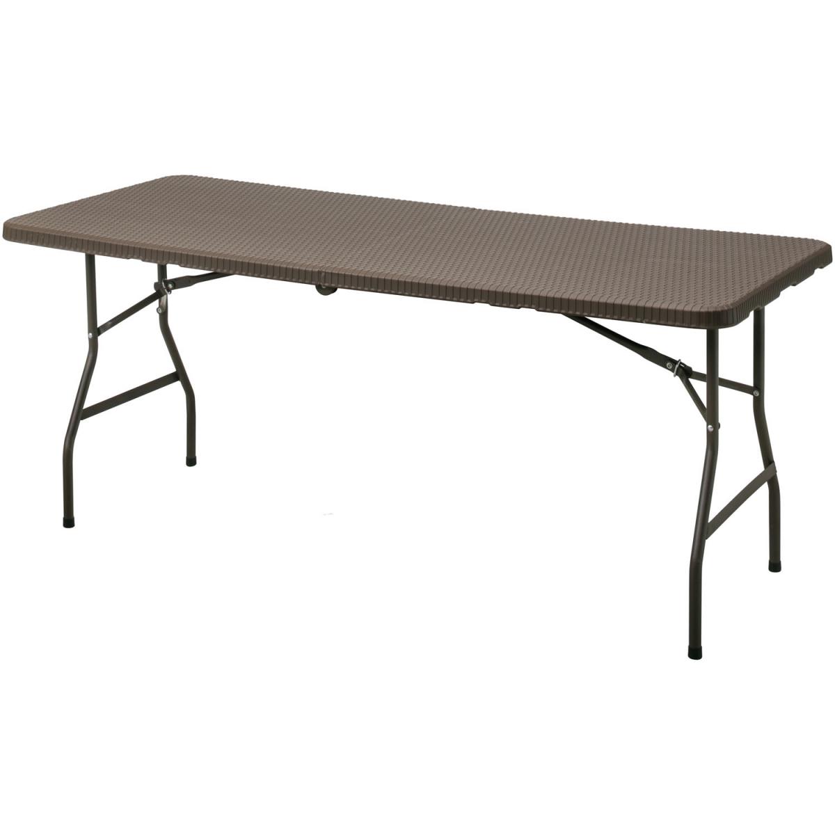 タカショー(TAKASHO) イージーキャリー ダイニングテーブル ラタン調 ブラウン /B　折りたたみ式 32905200 ECF-T01BR ガーデンファニチャー