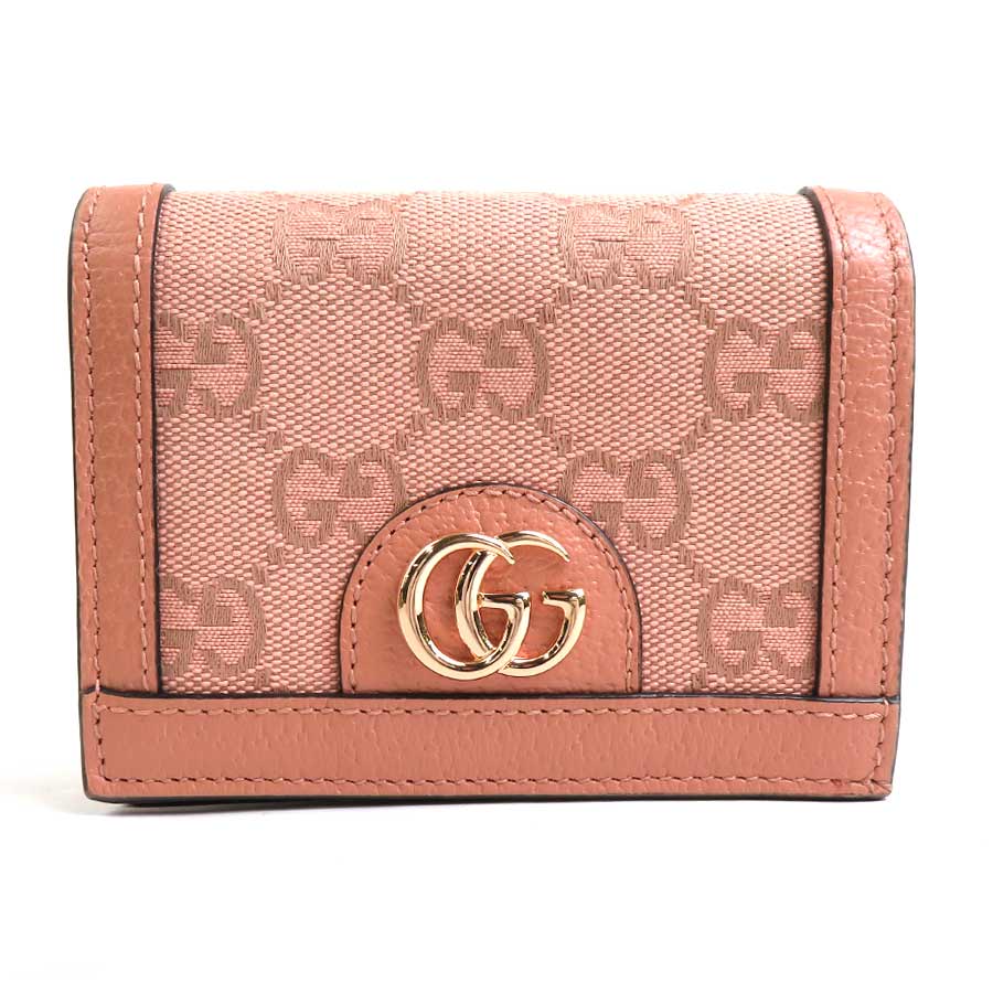 グッチ GUCCI 二つ折り財布 GGキャンバス/レザー ピンク レディース 523155 h29791f