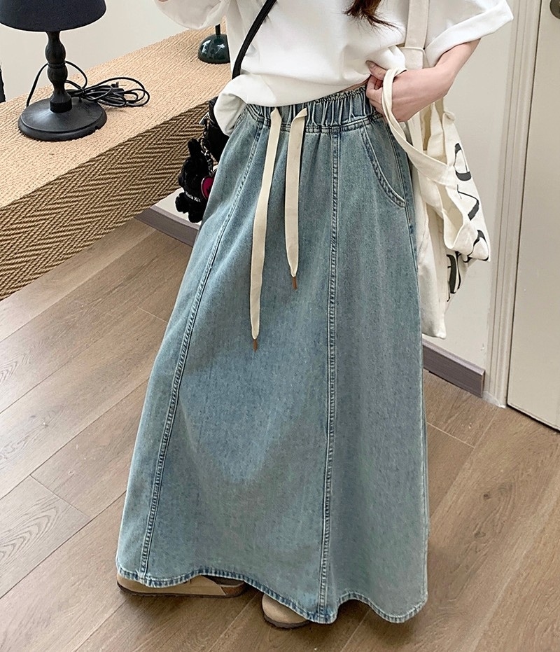 ボトムス スカート デニム フレアスカート レディース ロングスカート デニムスカート ロング丈 Aライン ハイウエスト ウエストゴム シンプル カジュアル 大人 おしゃれ 無地 春 夏 通勤 デート 5,169円