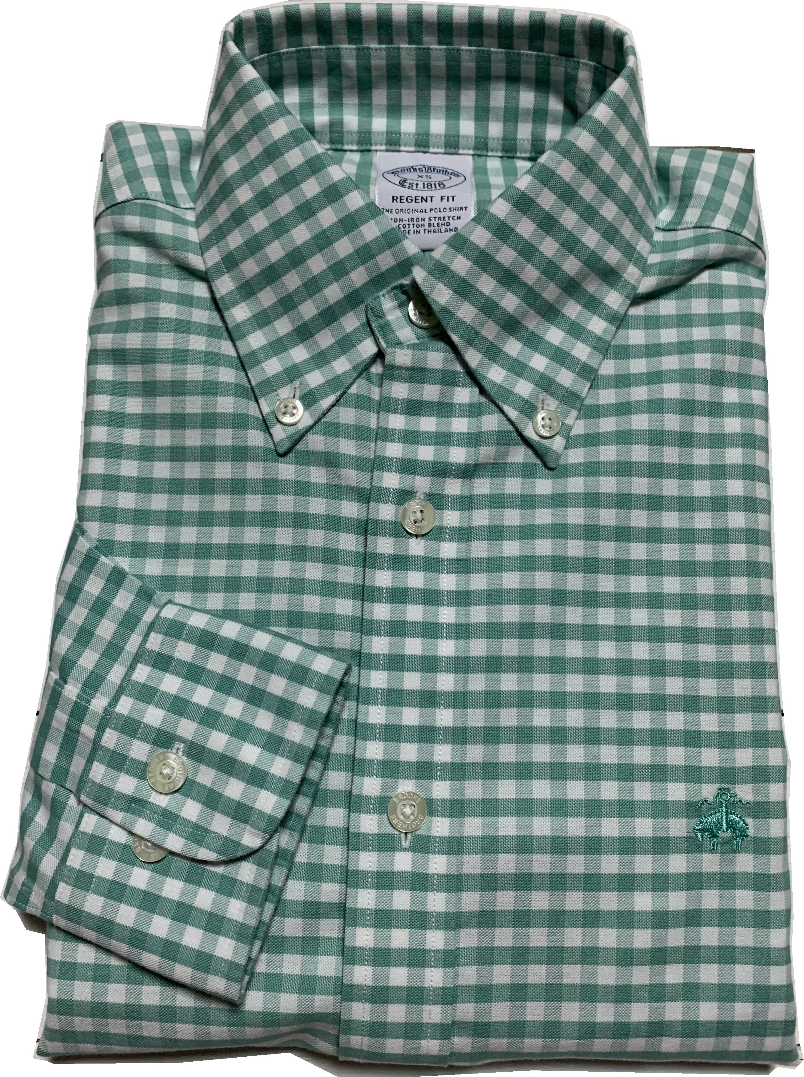 長袖 ワンポイント ボタンダウンシャツ チェック グリーン メンズ Brooks Brothers BB2-062