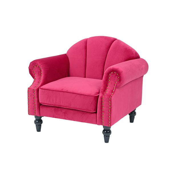 エレガント ソファー 1人掛け ピンク 幅83奥行73高さ73座面高42cm 木製 肘付き 脚部組立式 座面：Sバネ