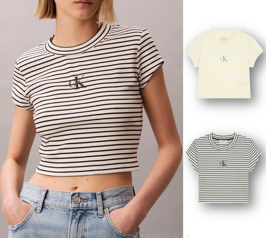 Stripe Monologo Baby Lip T-shirt (47F833G)