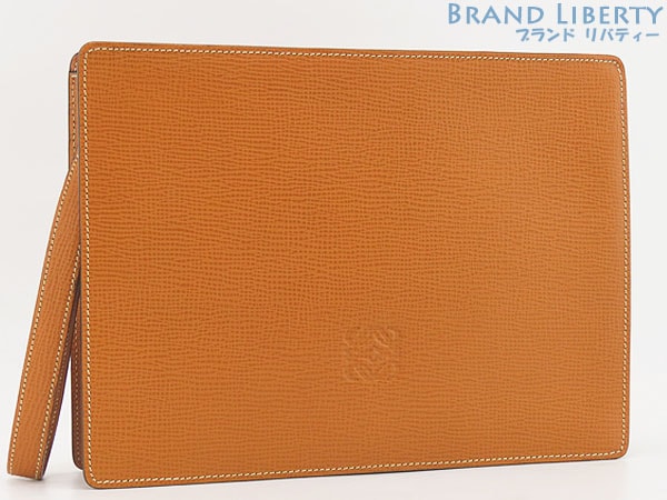 新品同様ロエベアナグラムセカンドバッグクラッチバッグハンドバッグポーチブラウンレザー