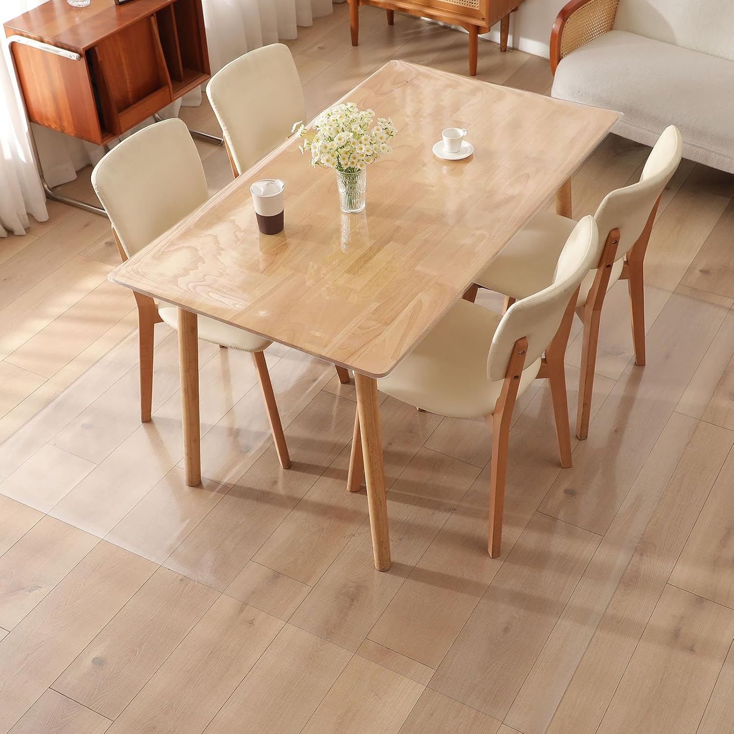 Yiwbj ダイニングマット 透明 エンボス加工 200x300cm 厚さ1.5mm 特大サイズ PVC 床保護マット クリア 撥水 ダイニングテーブル 下に敷くマット 超大判 床 保護シート