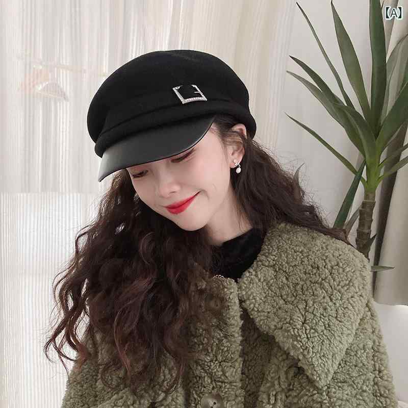 帽子 おしゃれ レディース ラインストーンベルト バックル レトロ ウール ナイト ハット 秋冬 フェルト 乗馬 女性 ファッション ストリート ひさし