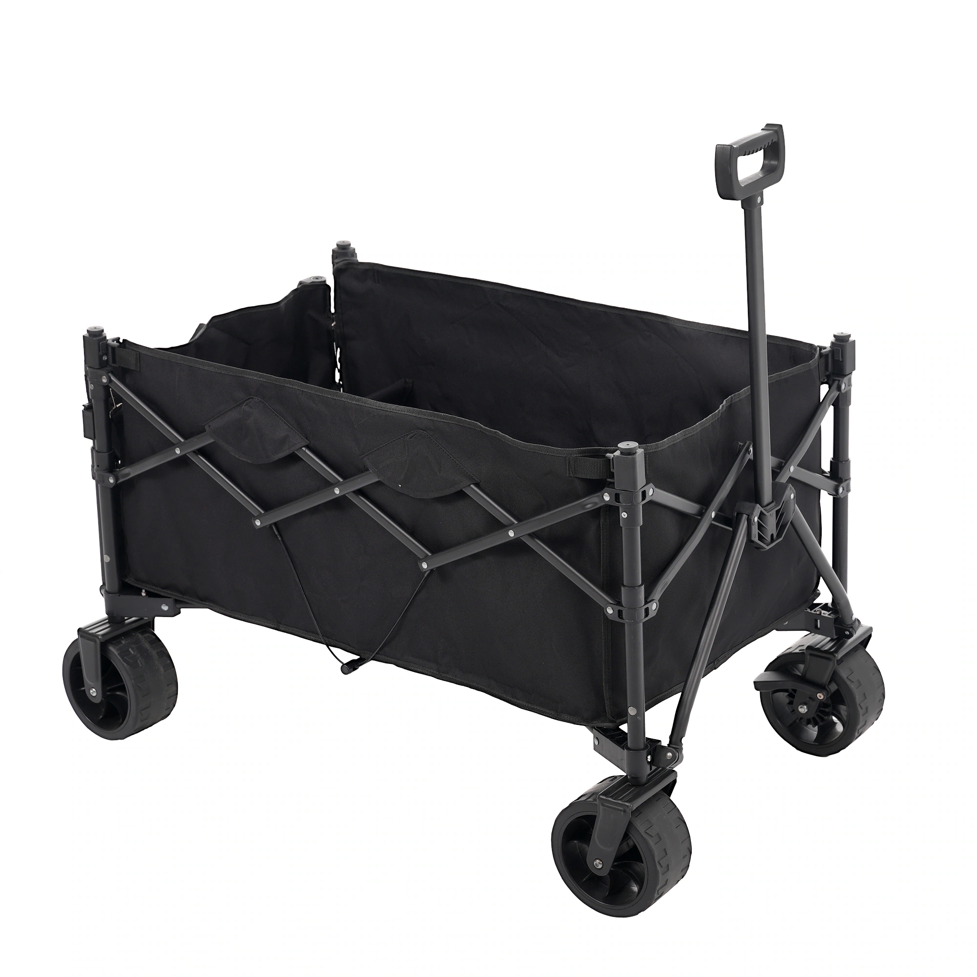 【国内出荷】【ブラック】キャリーワゴン アウトドアワゴン 後ろ開け 折りたたみ コンパクト