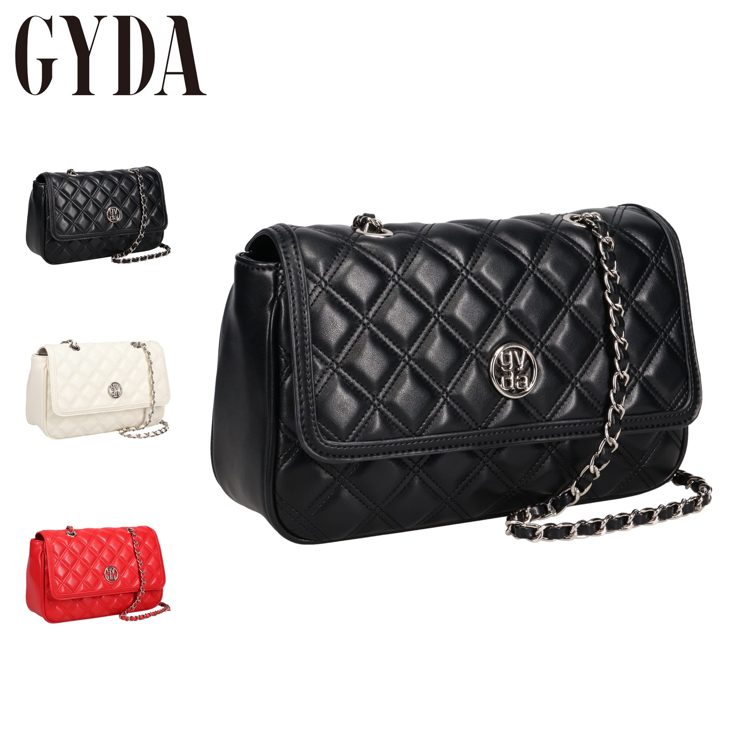 ショルダーバッグ レディース 軽量 斜めがけ ブラック ホワイト レッド 黒 白 GY-B354