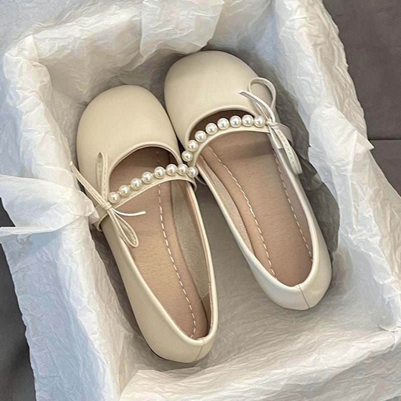 人气新作 フラットシューズ 韓国ファッションパールフフラットシューズ レディース パンプス 走れるパンプス パンプス 痛くない パンプスローヒール 美脚 柔らかい 通勤 フフラットシューズ 46a