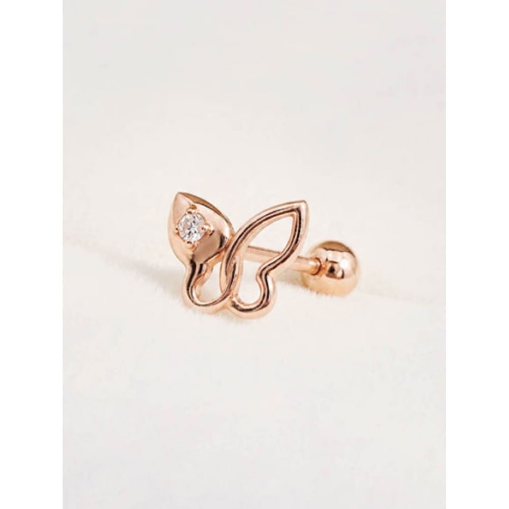 ミニマルピアス 14K ツイストバタフライキュービックピアス