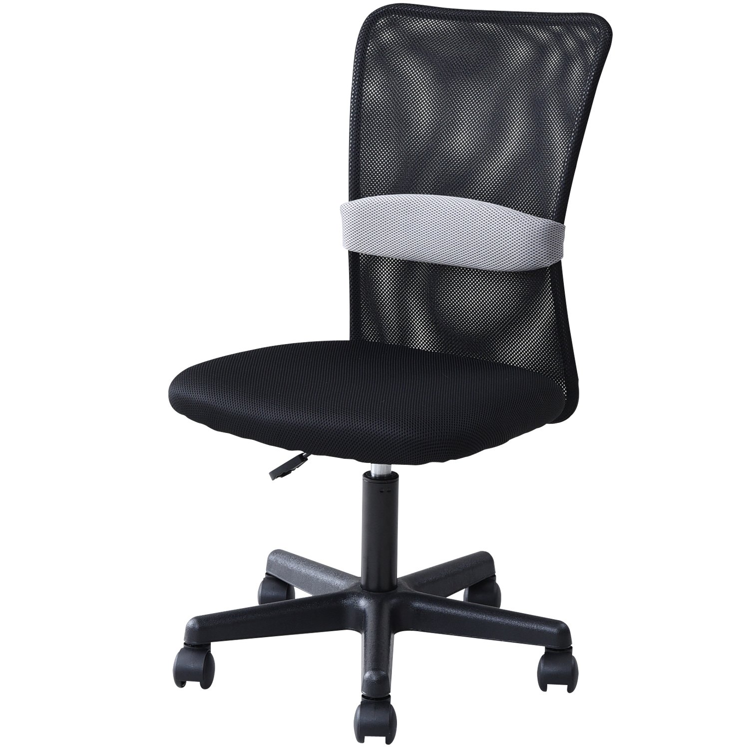 山善 オフ ィスチェア コンパクト メッシュ ハイバック 腰当てつき 幅51.5×奥行59×高さ85-97cm 組立品 ブラック EHL-50(BK) 在宅勤務