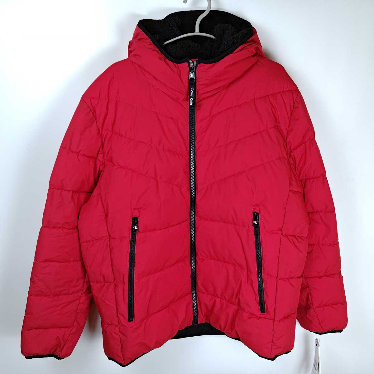 【中古・未使用品】カルバンクライン 中綿ジャケット HOODED STRETCH JACKET XL レッド CM155201 メンズ Calvin Klein