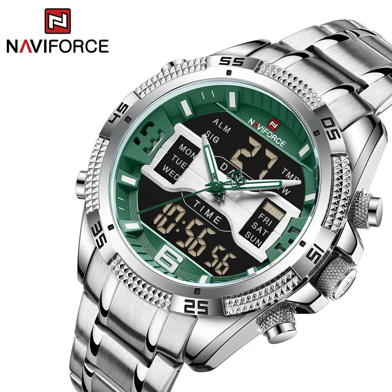 コネクテッドウォッチnaviforce 男性用 デジタル クォーツ ステンレス LCDディスプレイ 防水 2023