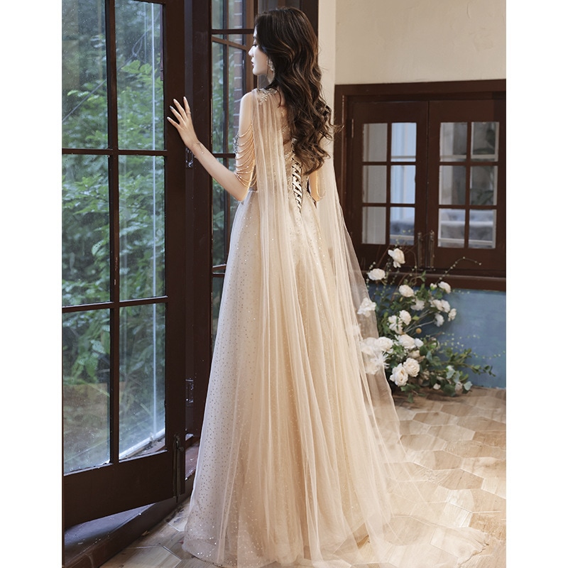 ドレス2025ドレスの気質長いドレスホストパフォーマンス服大人のメッシュドレス