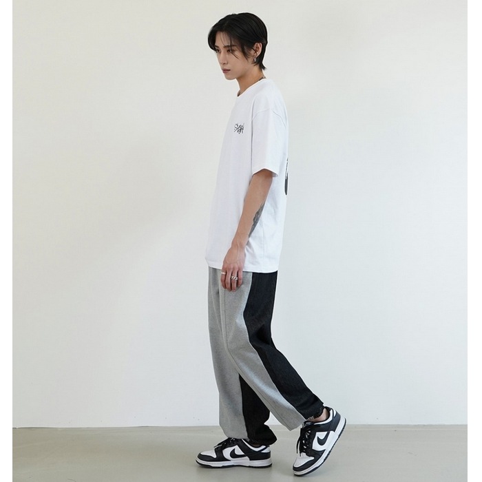 [StrayKids着用]SLOWRECORD HOUSE ASURA Denim Sweat Pants Black