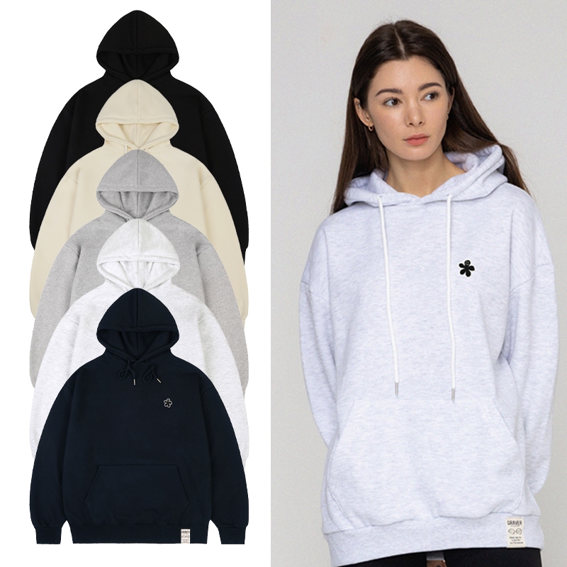 [UNISEX] Black odd flower embroidery hoodie_5color