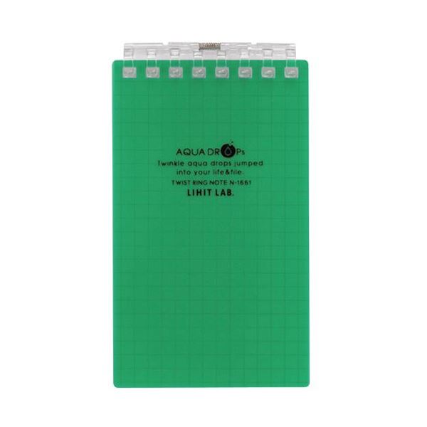 (まとめ) リヒトラブ AQUA DROPsツイストノート（メモサイズ） 125×72mm 8穴 5mm方眼罫 緑 40枚 N-1661-7 1冊 (×50セット)