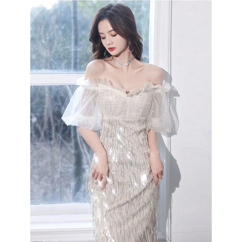 Hot!!!結婚式 パーティードレス イブニングドレスのスカート女性2024新しい気質誕生日パーティーホストバンケット春と夏のモデル成人式 演奏会 発表会 卒業式