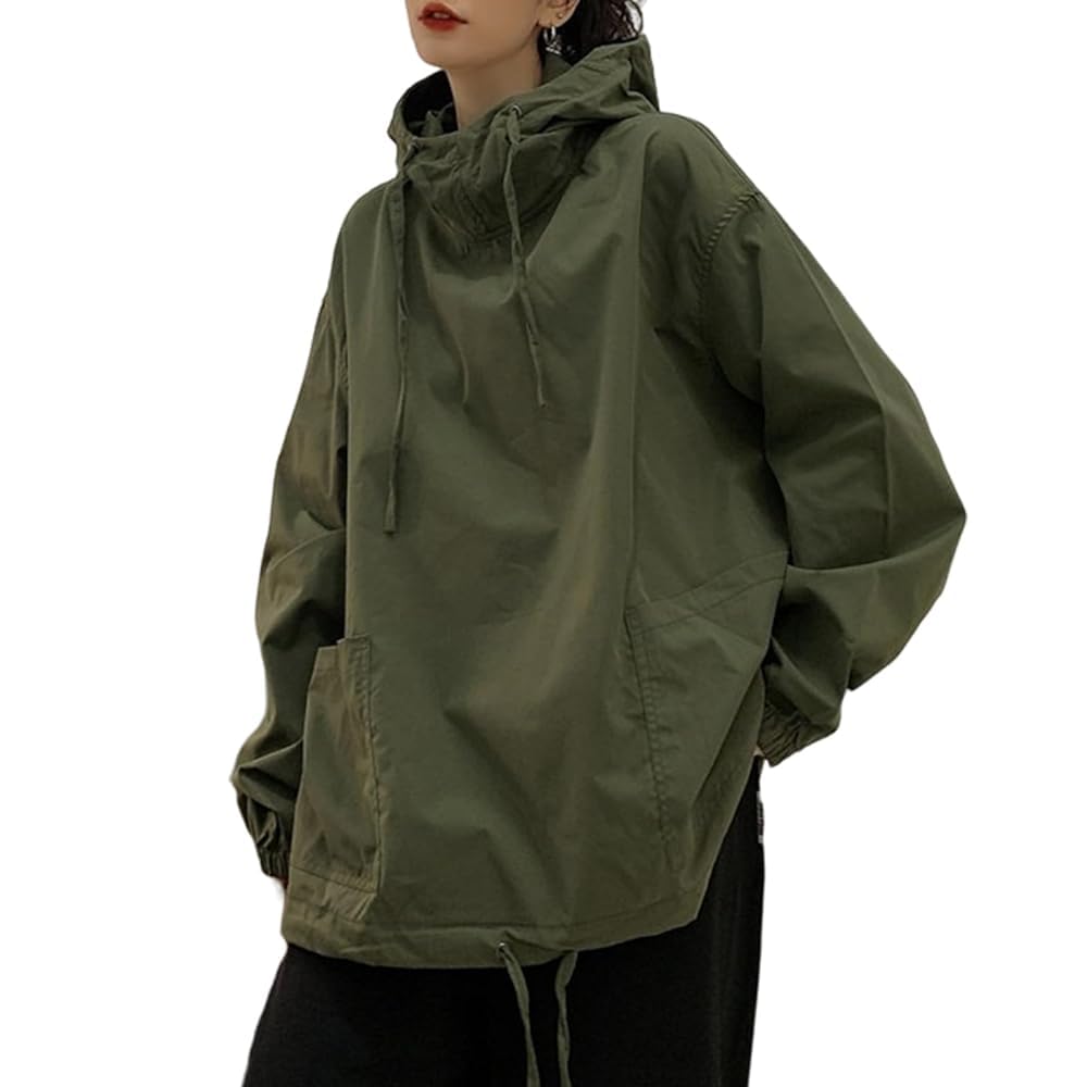 [HuuMeNEIDOO] マウンテンパーカー レディース フード パーカー ウインドブレーカー 長袖 薄手 トップス プルオーバー 防風 ジャケット体型カバー 大きいサイズ 軽量 韓国 ファッション 4,669円