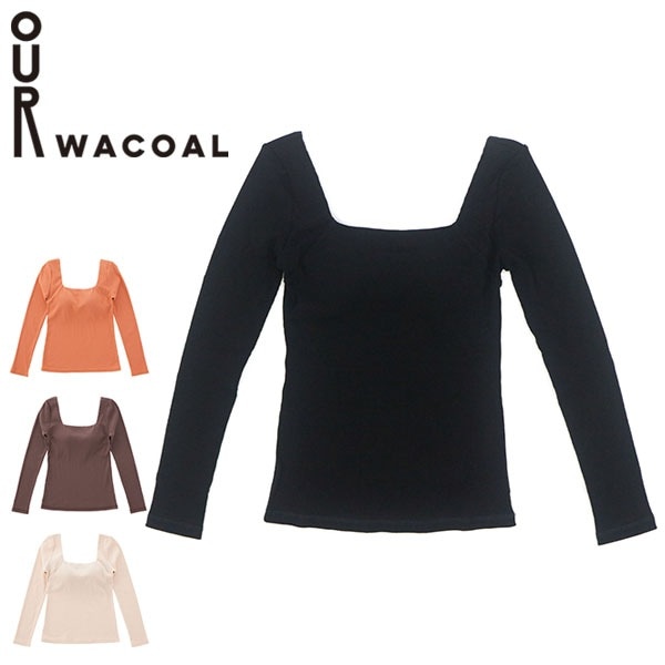 セール スクエアネックTシャツ シャツ 長袖 無地 トップス カップつき パット インナーウェア M L 無地 シンプル 綿100% アンダーウェア カップインスクエアネックリブTシャツ JCX535