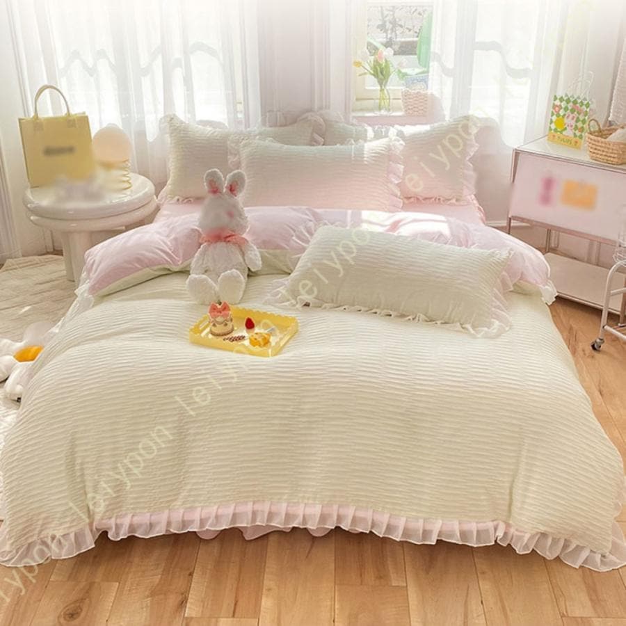 心柄 掛け布団カバー シングル ダブル 4点セット ベットカバー ベッド用 single おしゃれ ピンク 洋式・和式兼用 洗い替え 速乾 防ダニ たんぽぽ柄 向日葵柄