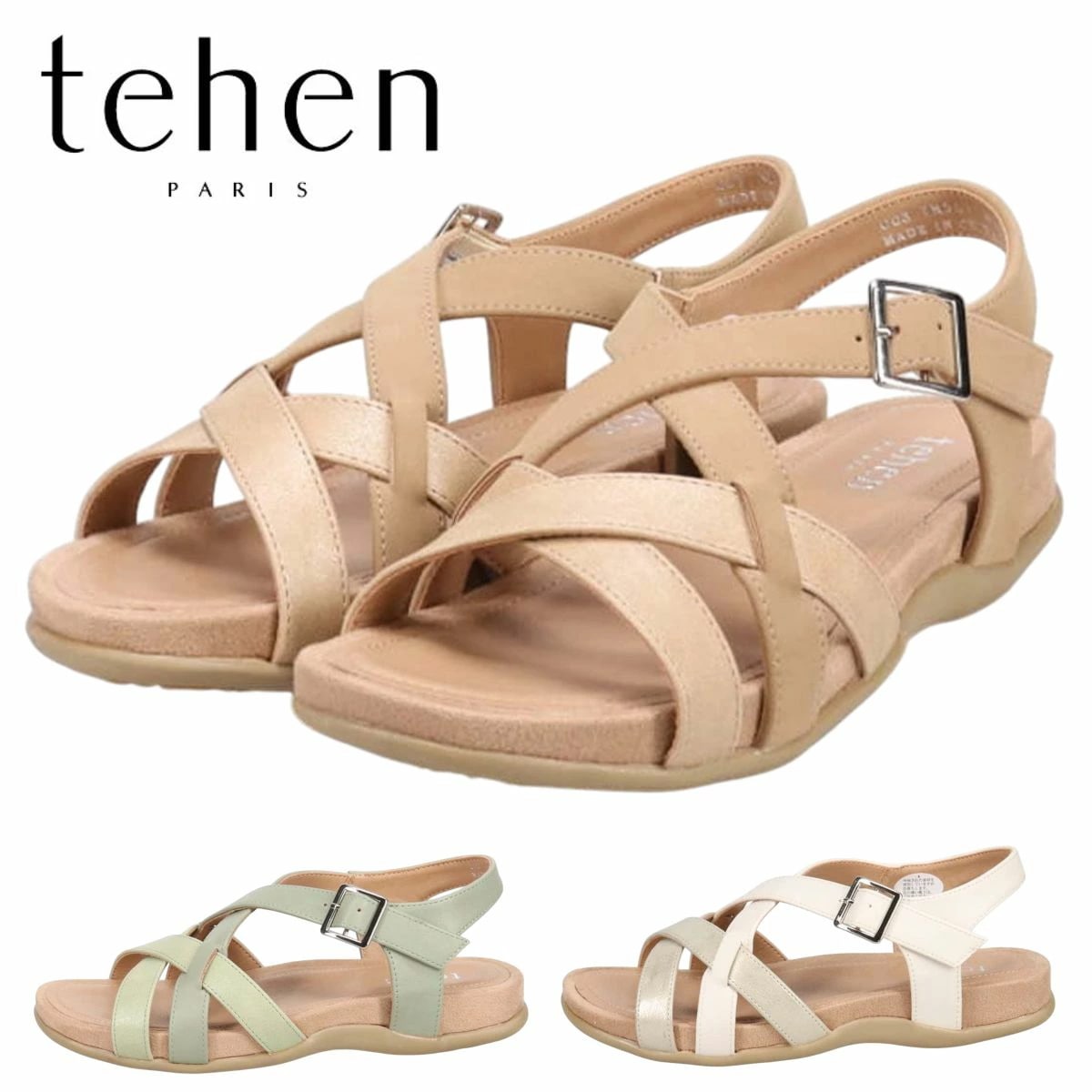 テーン tehen レディース サンダル TN5011 バックバンド フラットシューズ カジュアル ストラップ 婦人靴 クロスベルト　マドラス社製