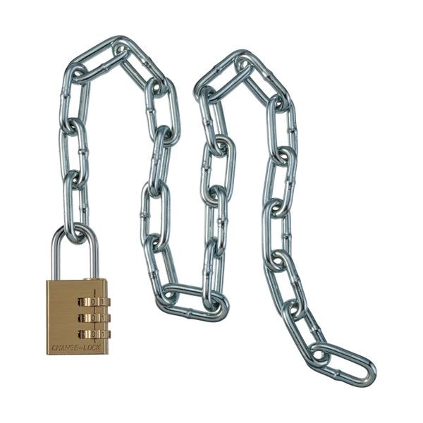 （まとめ）清水 ダイヤル式南京錠チェーンセット 鉄製 60cm 09385006 1セット 5セット