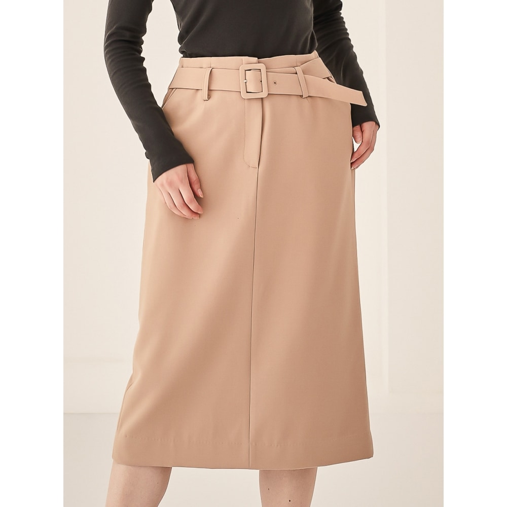 ACUDパンスルスカート（ベージュ）ミディアムスカート