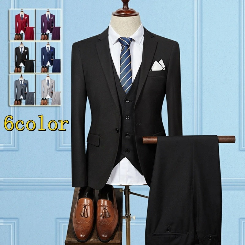 全6色 無地 シンプル 3ピーススーツ メンズ ビジネススーツ スーツ 1つボタン フォマールスーツ セットアップ 細身 卒業式 通勤 入学式 秋 セットアップ スリムスーツ シングルスーツ セットア