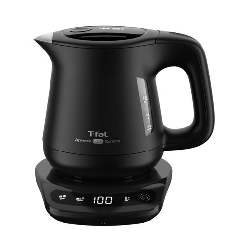 ティファール 電気ケトル 0.8L 温度調節 9段階 マットな質感のデザイン 転倒お湯もれロック 「アプレシア ロック コントロール ブラック」 省スチーム設計 保温 KO8608J0