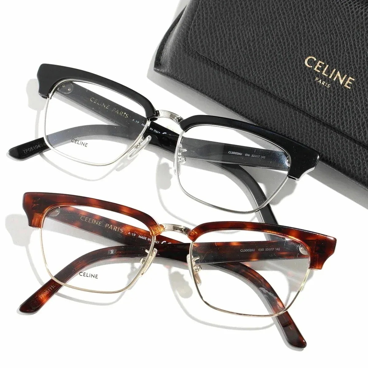 CELINE セリーヌ メガネ CL50026U レディース ブロー型 サーモント ハーフリム スクエア めがね 伊達メガネ ダテ 眼鏡 ロゴ アイウェア カラ】 【mega】