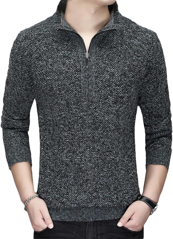 セーター メンズ ニット ハイネック 厚手 大人 裏ボア 防寒 リブ袖 ポケット 無地 トップス( ダークグレー, XL) 4,817円