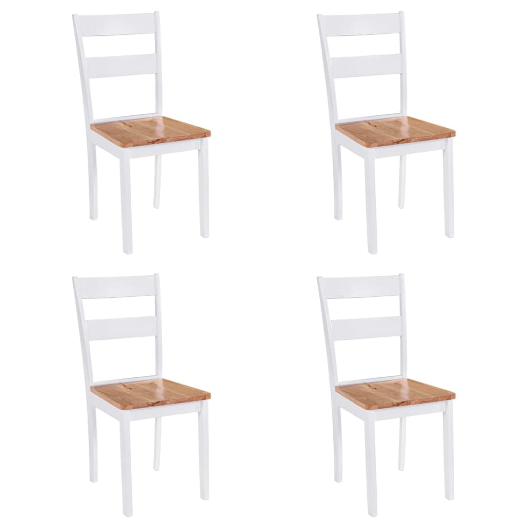 ダイニングチェア 4点 ホワイト ラバーウッド無垢材