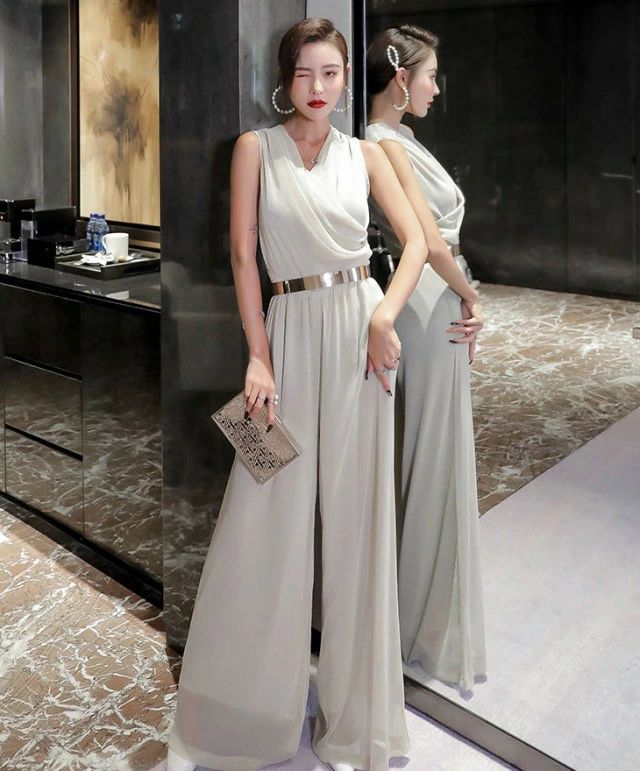 新作追加 20代 レディース パーティードレス シンプル パンツドレス 結婚式 30代 お呼ばれ ノースリーブ オールインワン カシュクール 大きいサイズ ドレス かっこいい 黒 ウエストマーク 韓国