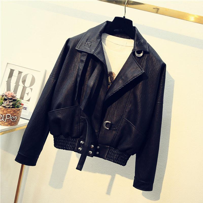 革ジャン 春秋 アウター ブルゾン 高級感 レディース 羽織 カジュアル 通勤 開襟 着痩せ レザージャケット ライダースジャケット 原宿風 ゆったりアウターライダースジャケット