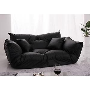 日本製 合皮レザー フロアカウチソファ 2人掛け 肘背もたれは5段階リクライニング