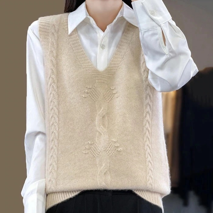 【20点セット】ベスト レディース vネック ニットベスト 無地 ノースリーブ トップス 袖なし ケーブル 重ね着 レイヤード ショート丈 セーター ゆったり シンプル 大人 カジュアル おしゃれ 大