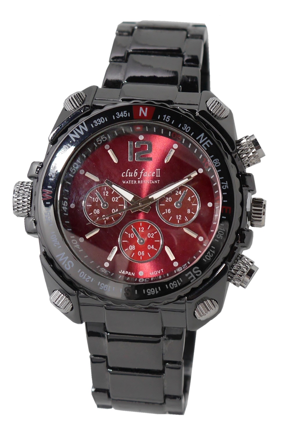 8月入荷club face　black メンズ　メタル　腕時計CF-1060レッド