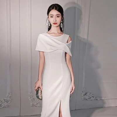 販売 パーティードレス ワンピース 夏 キャバドレス ウェディングドレス 2024高級でセクシーなチャイナドレス 正式な場合 レース ワンピース レース礼装ドレス