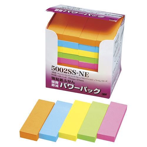 （まとめ買い）強粘着ふせん パワーパック 5色混色 5002SS-NE 00005143 [x3]