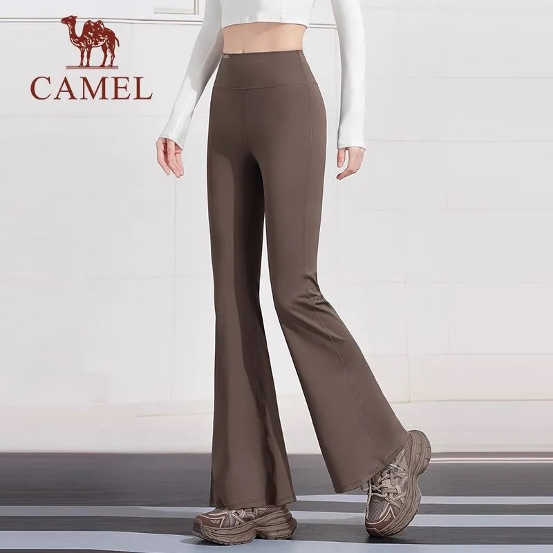 CAMEL レディースマイクロフレアパンツ 春新作 ブラック ハイウエストスリム UV カット通気性 ヨガカジュアルパンツ