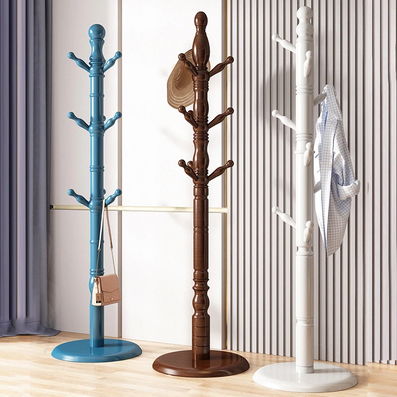 フロアスタンディングコートラック家庭用無垢材コートラック寝室シンプルコートラック寮オフィス垂直バッグラック